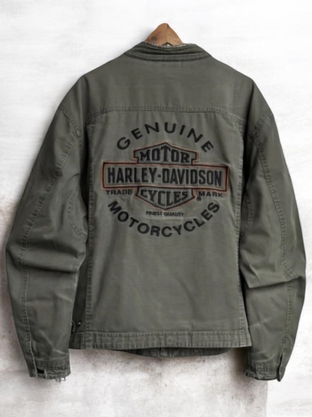 Harley Davidson Army Green Bar & Shield Motorcycle Jacket XXL 2XL heavyweight